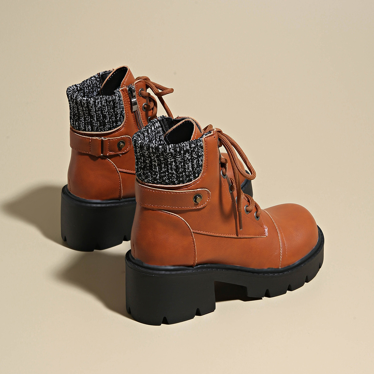 Round Toe Block Heels Boots