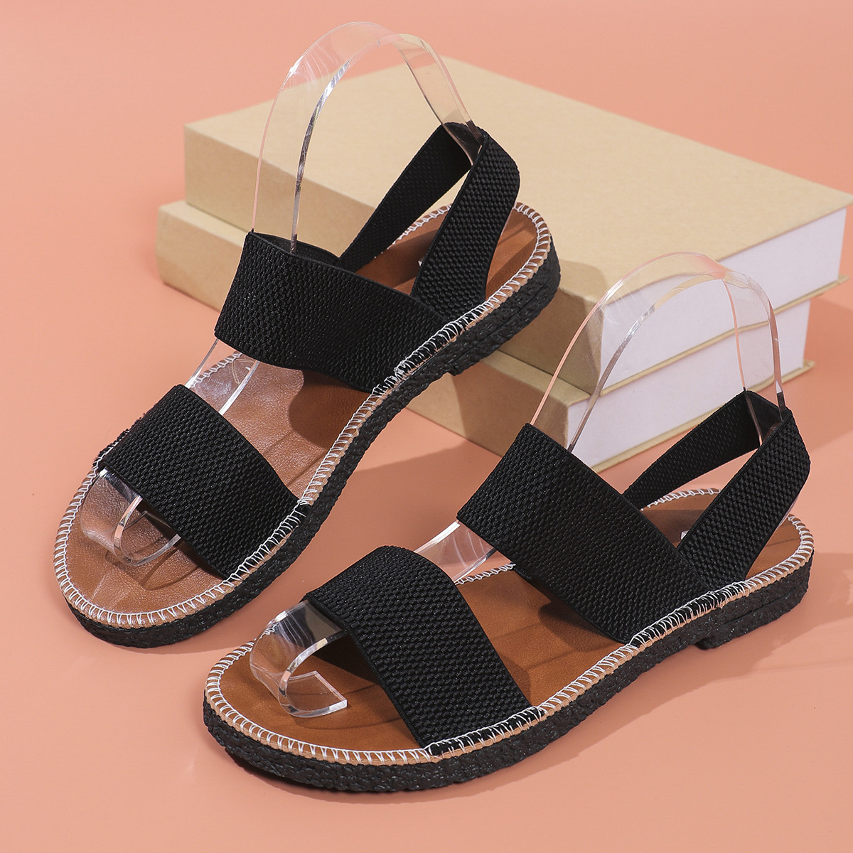 Elastic Band Open Toe Sandals
