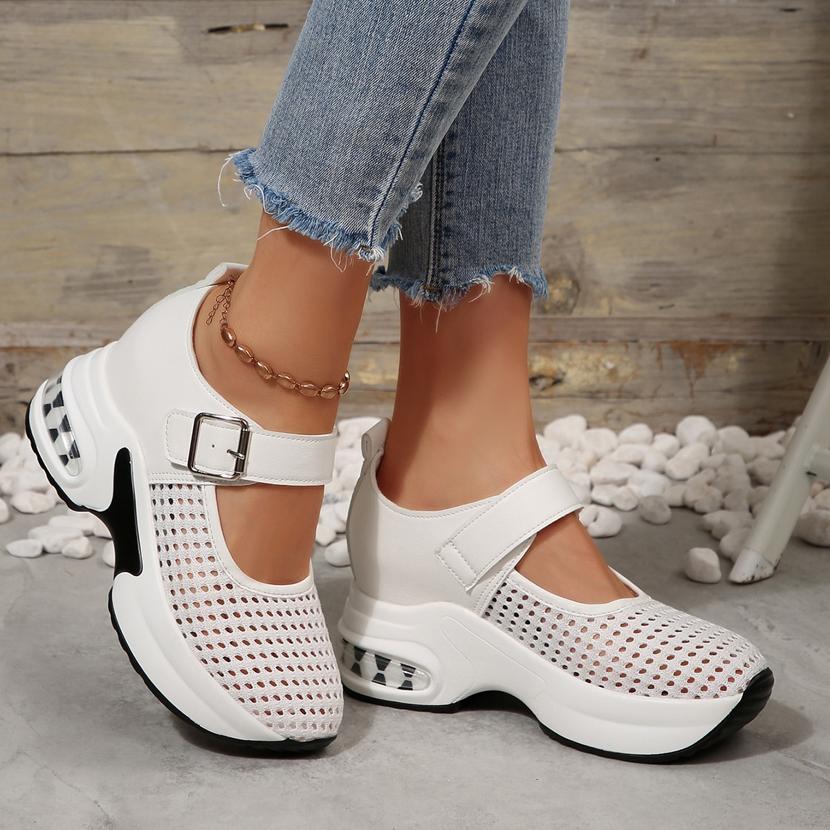 Breathable Mesh Platform Sneakers