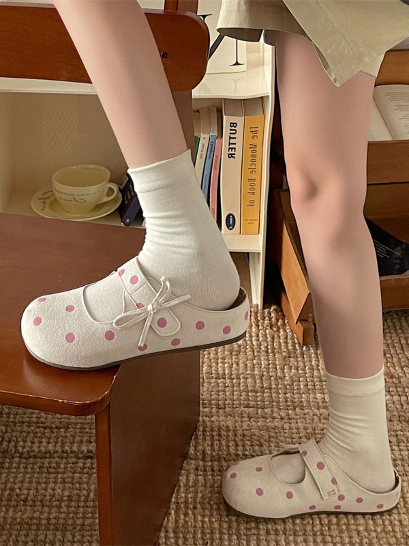 Polka Dot Round Toe Slip-Ons