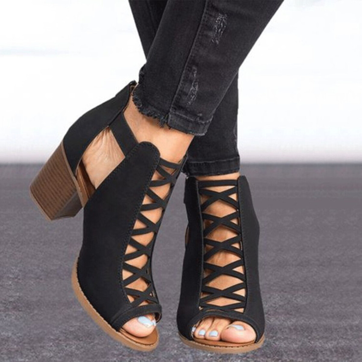 Peep Toe Block Heels Sandals