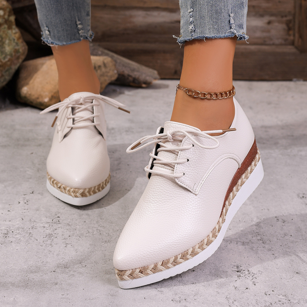 Point Toe Lace Up Sneakers