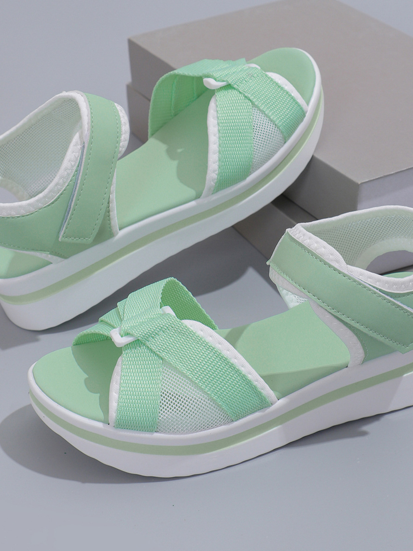 Platform Wedge Sandals with Ankle Strap