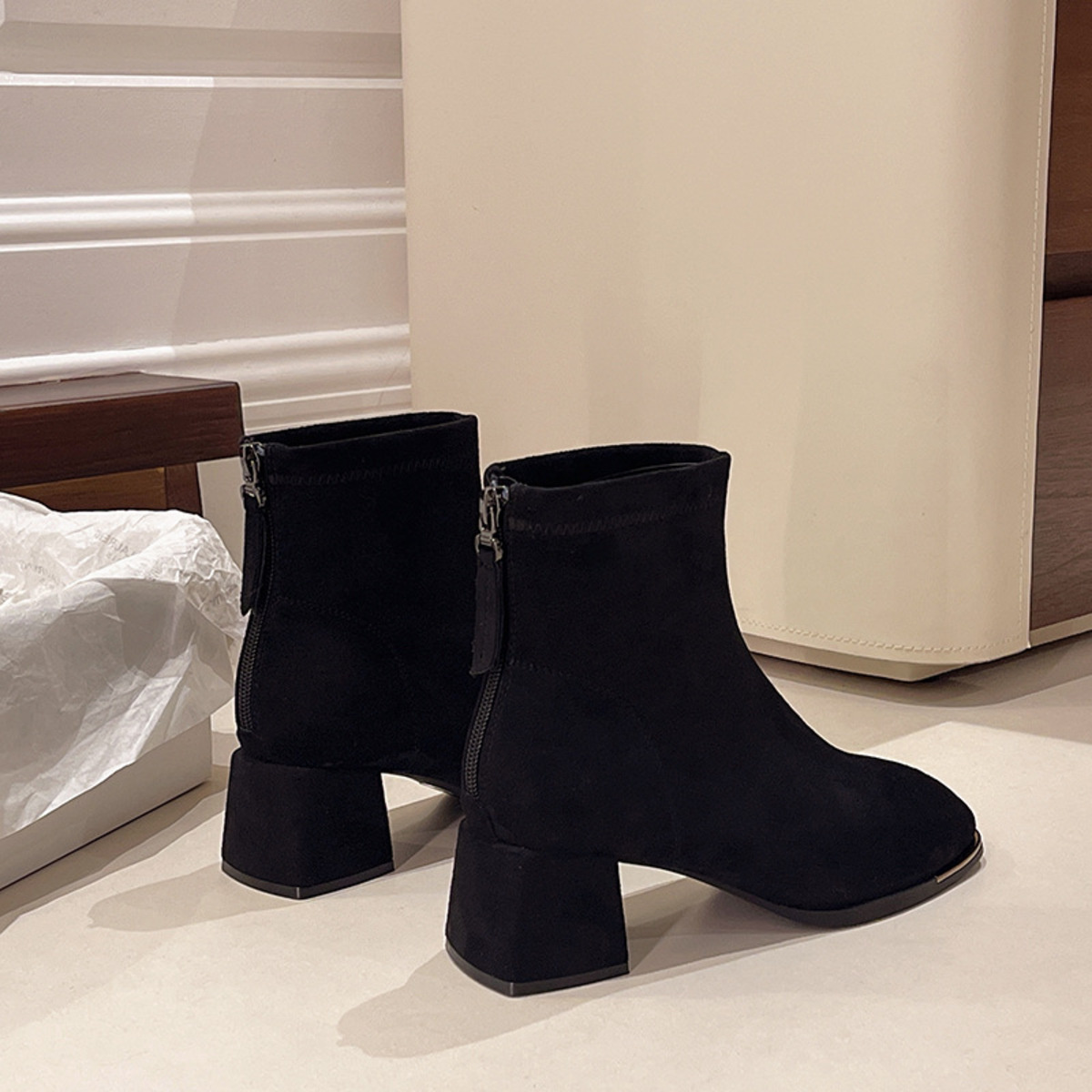 Square Toe Block Heels Boots