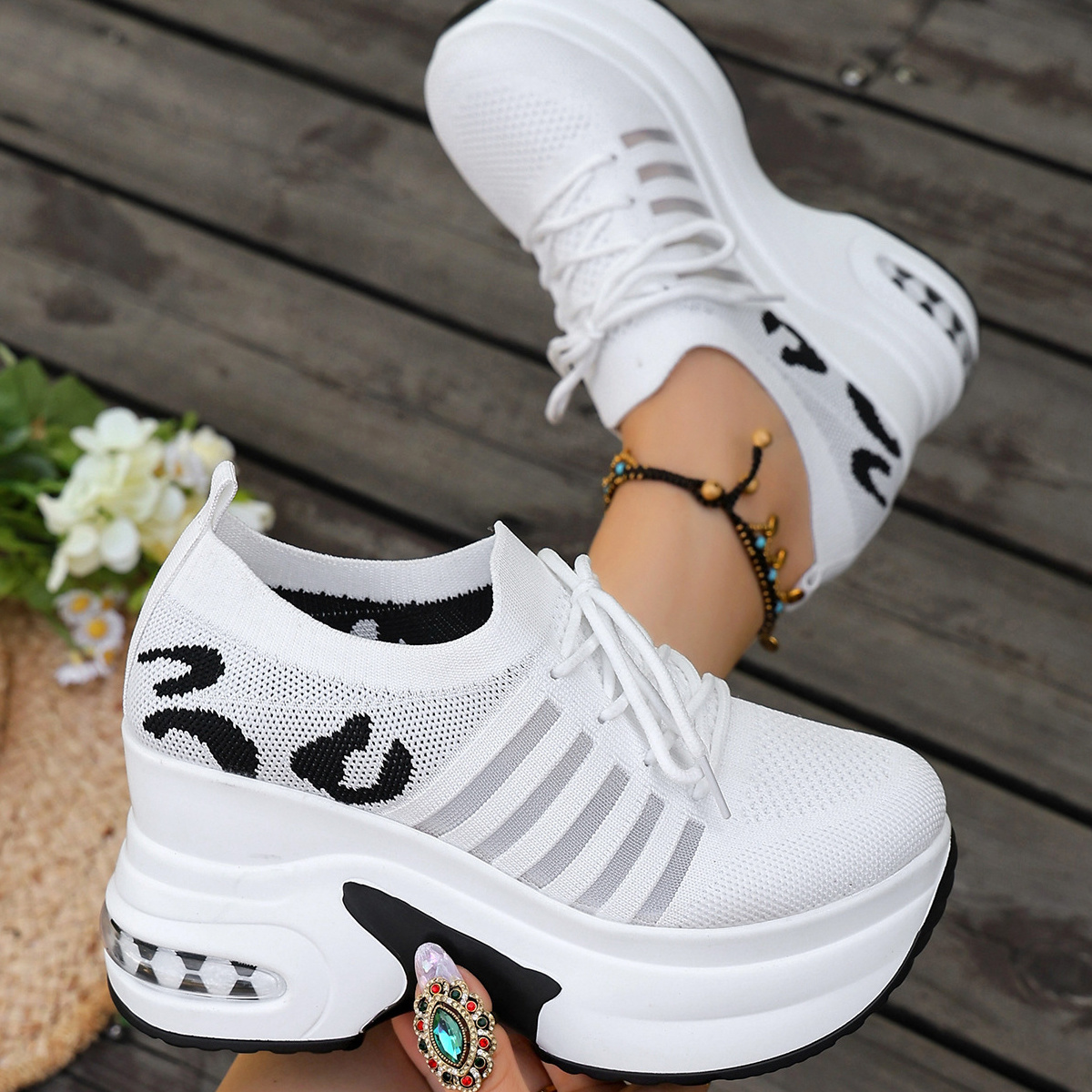 Round Toe Platform Sneakers