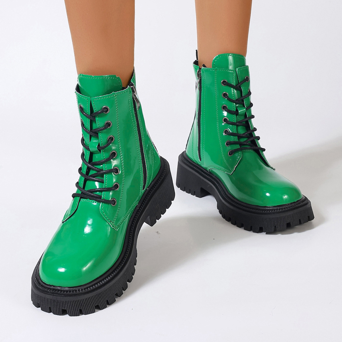 Lace-Up Platform Combat Boots