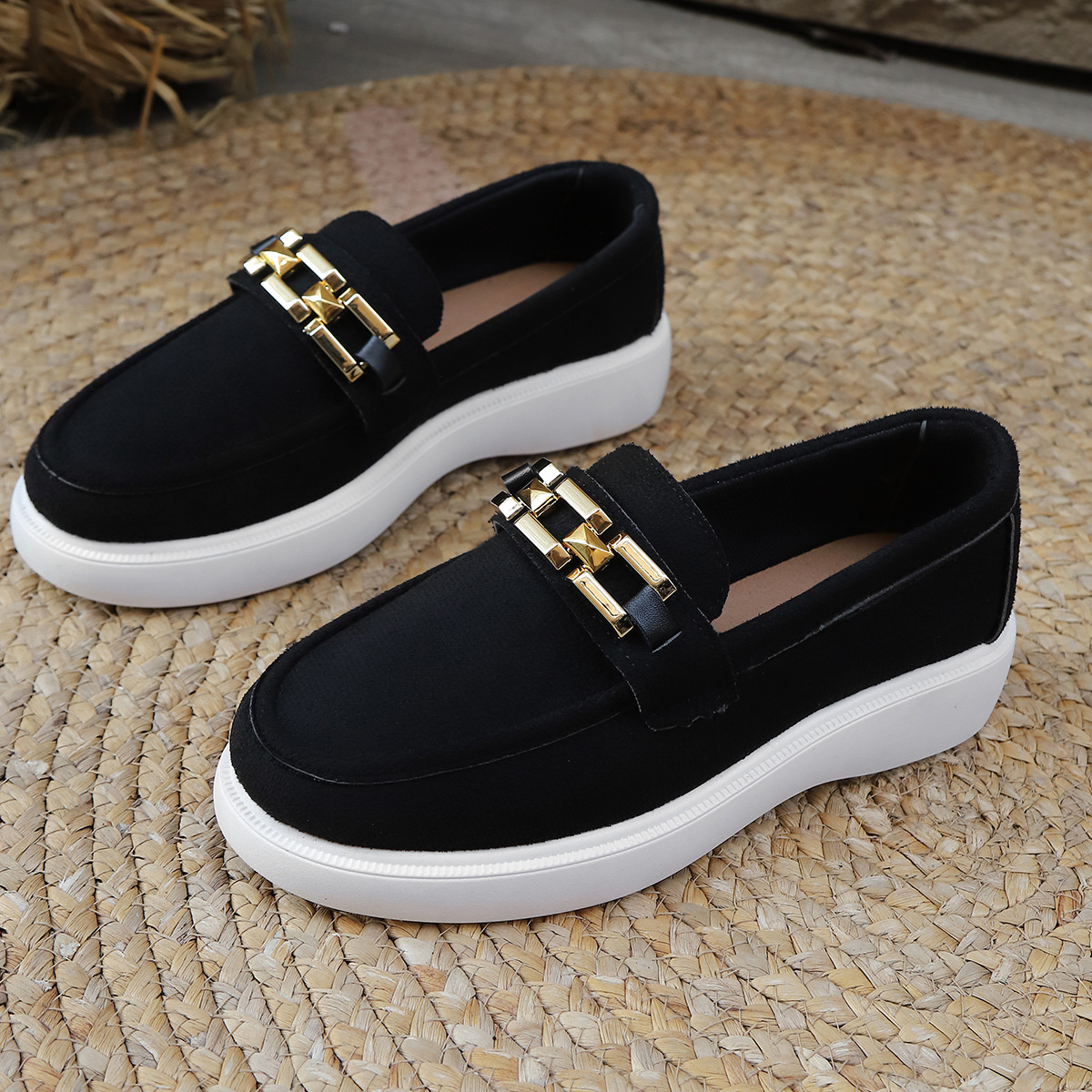 Round Toe Platform Slip-Ons