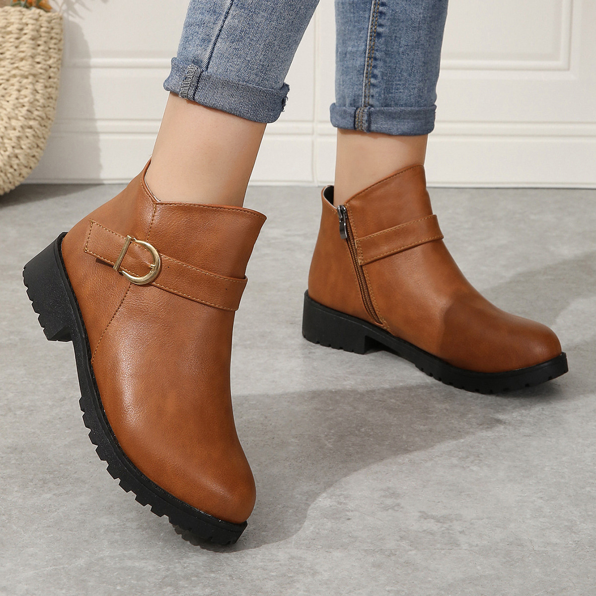 Buckle Accent Ankle Boots