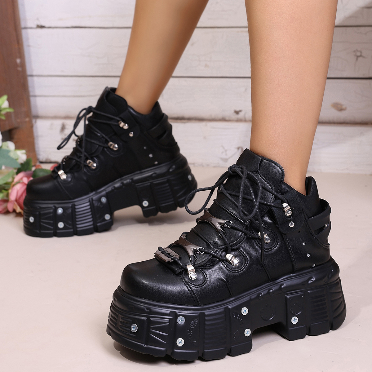 Platform Lace-Up Chunky Leather Shoes