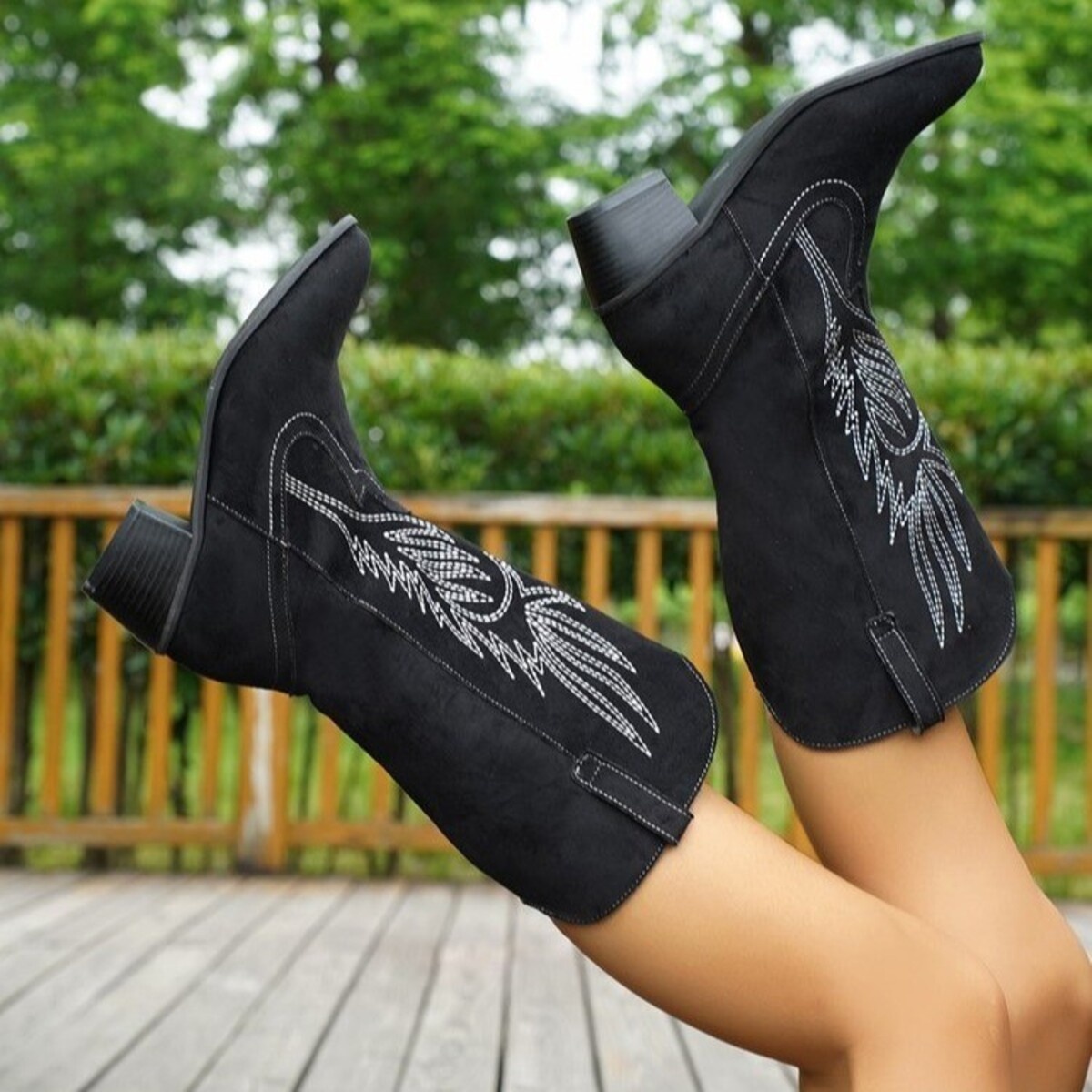 Point Toe Block Heels Boots