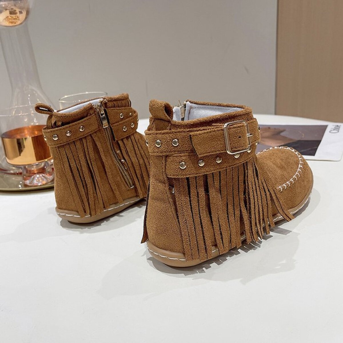Fringe Round Toe Boots