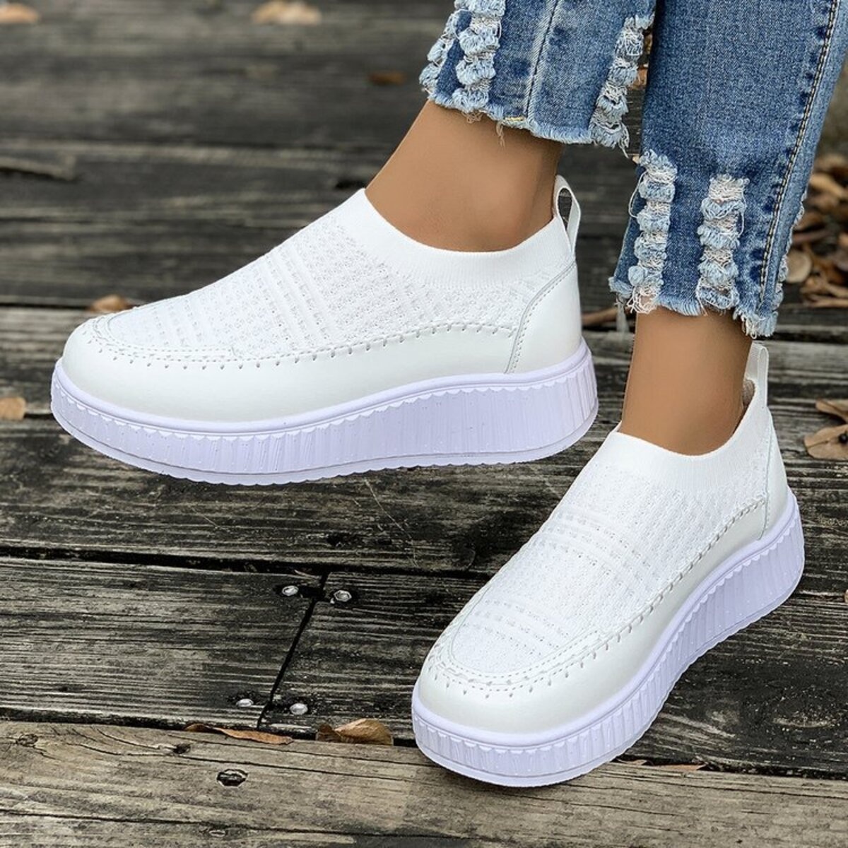 Round Toe Platform Slip-Ons