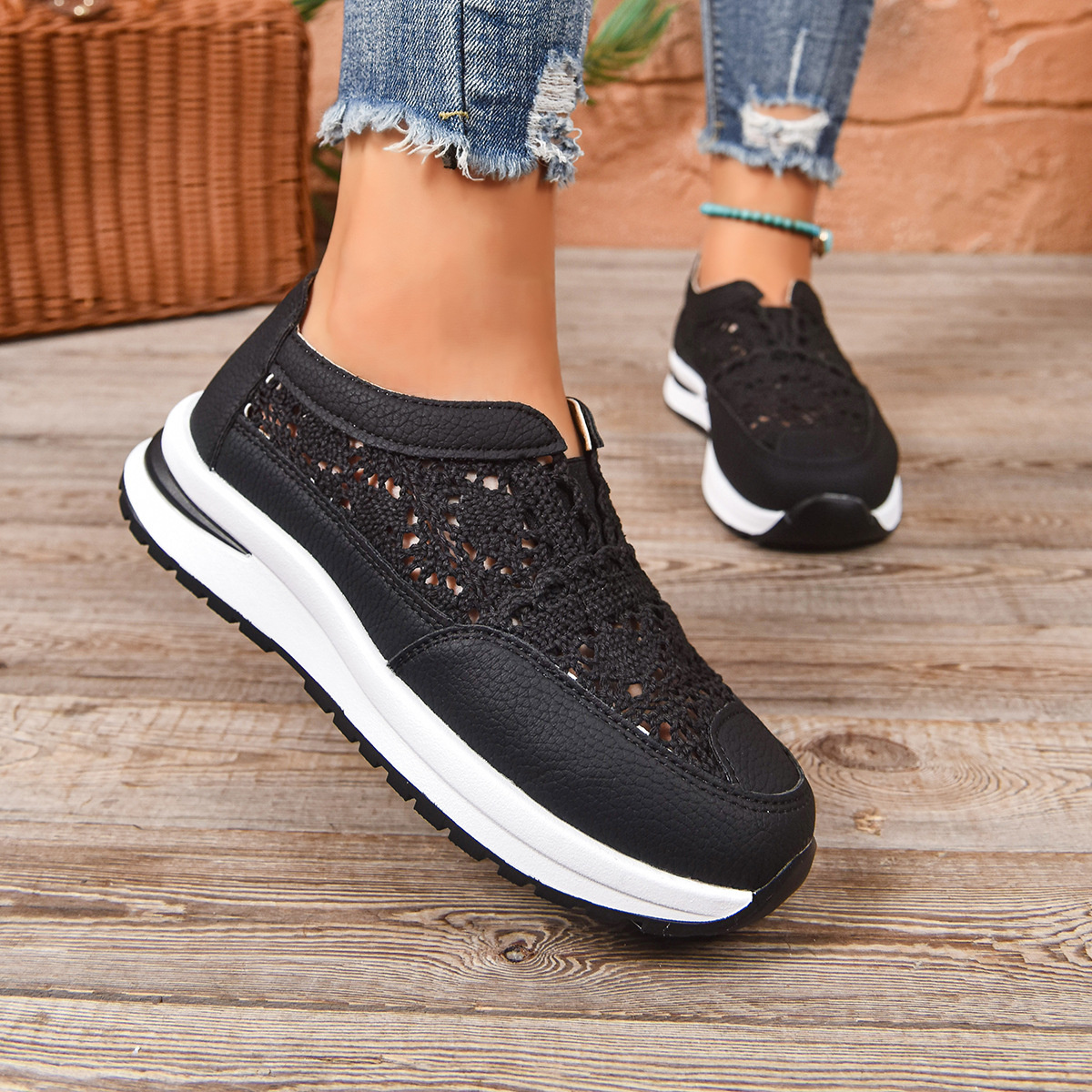 Breathable Round Toe Slip-Ons