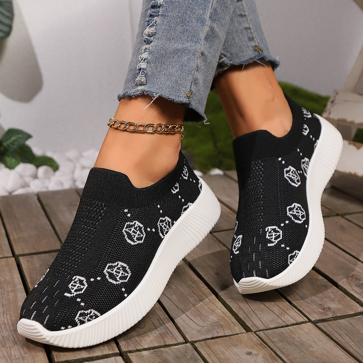 Mesh Round Toe Slip-Ons