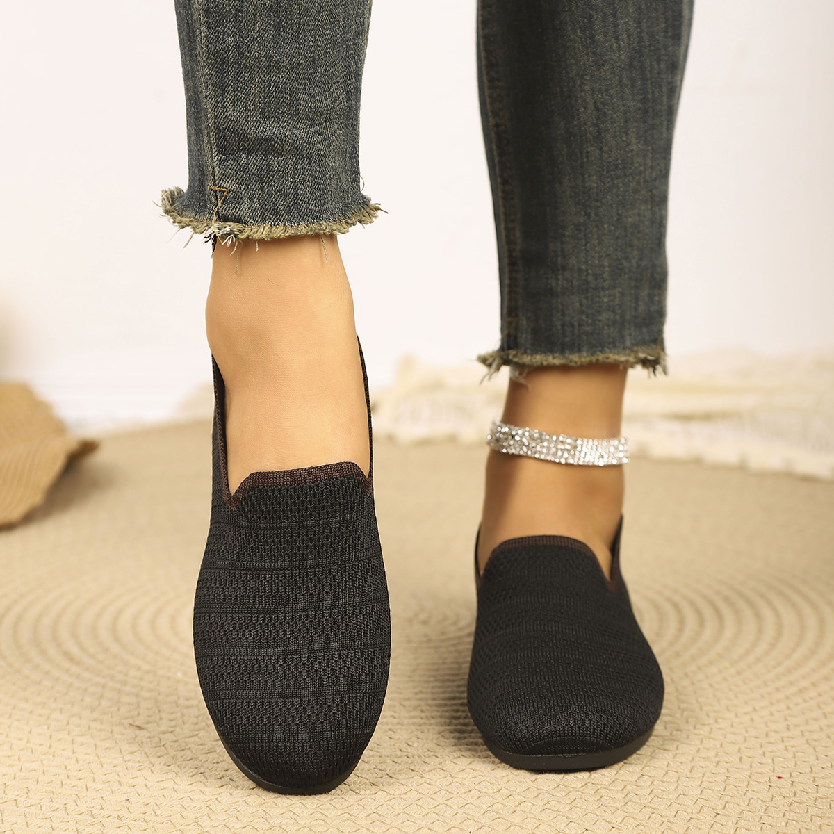 Breathable Knit Slip-On Loafers