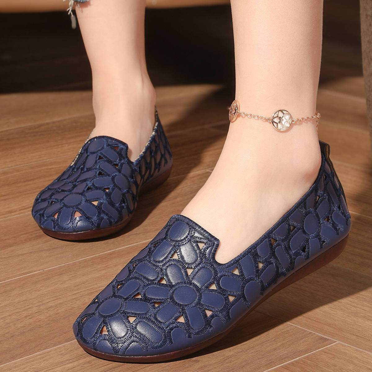 Cutout Round Toe Slip-Ons