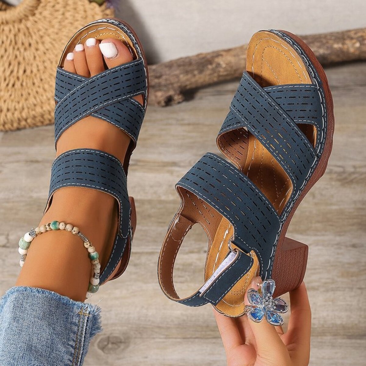 Open Toe Block Heels Sandals