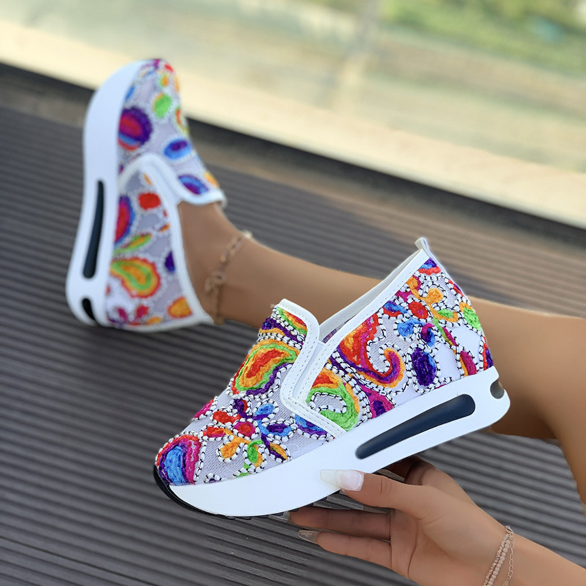 Round Toe Platform Slip-Ons