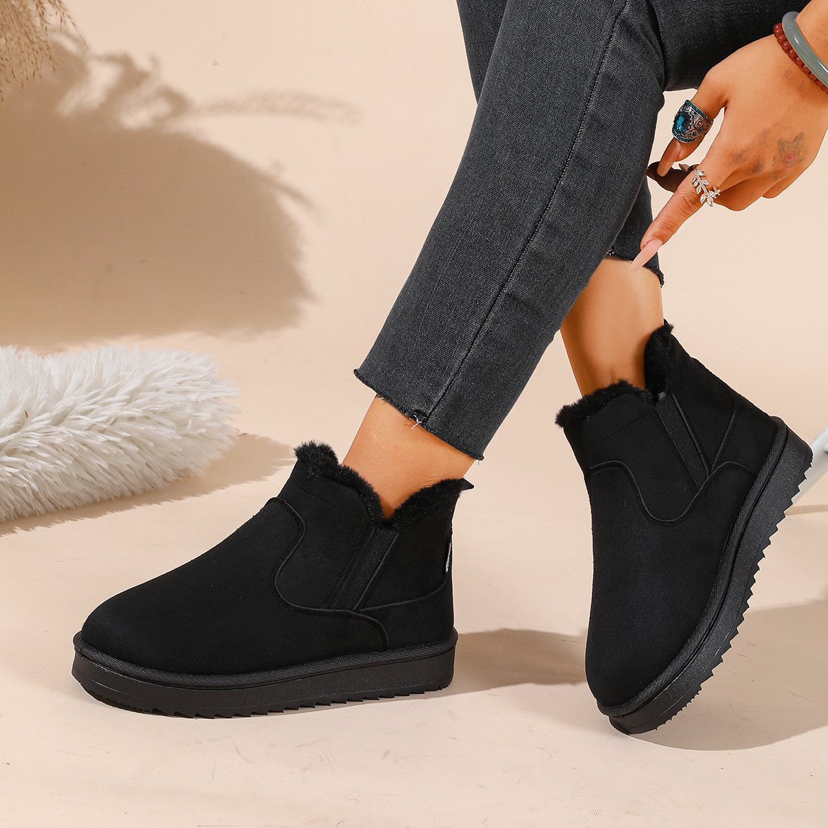 Plush Lined Winter Ankle Boots