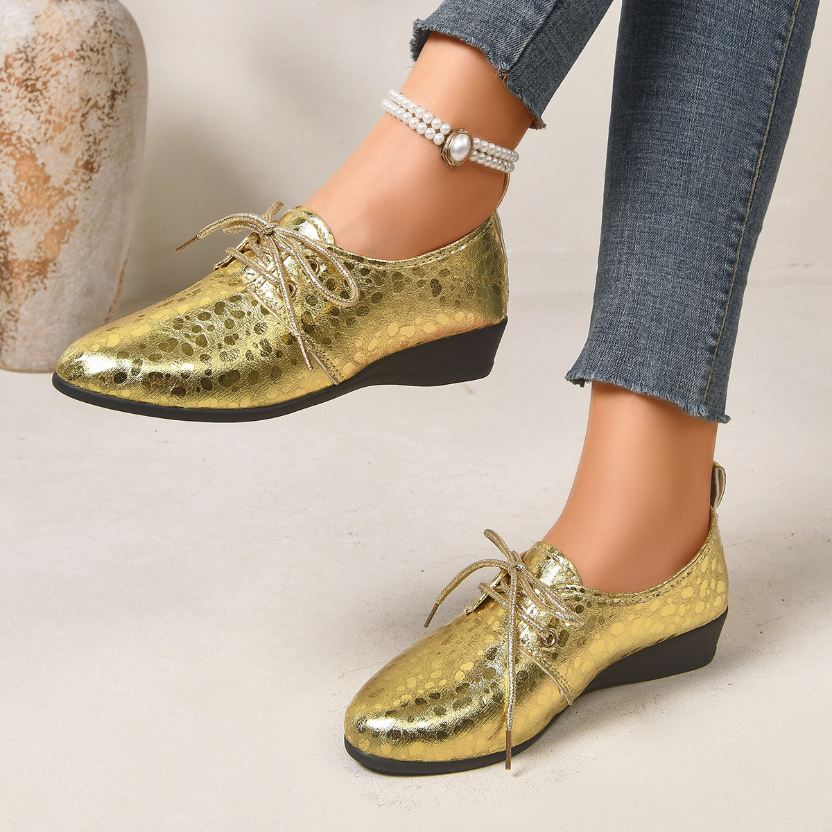 Point Toe Wedge Loafers