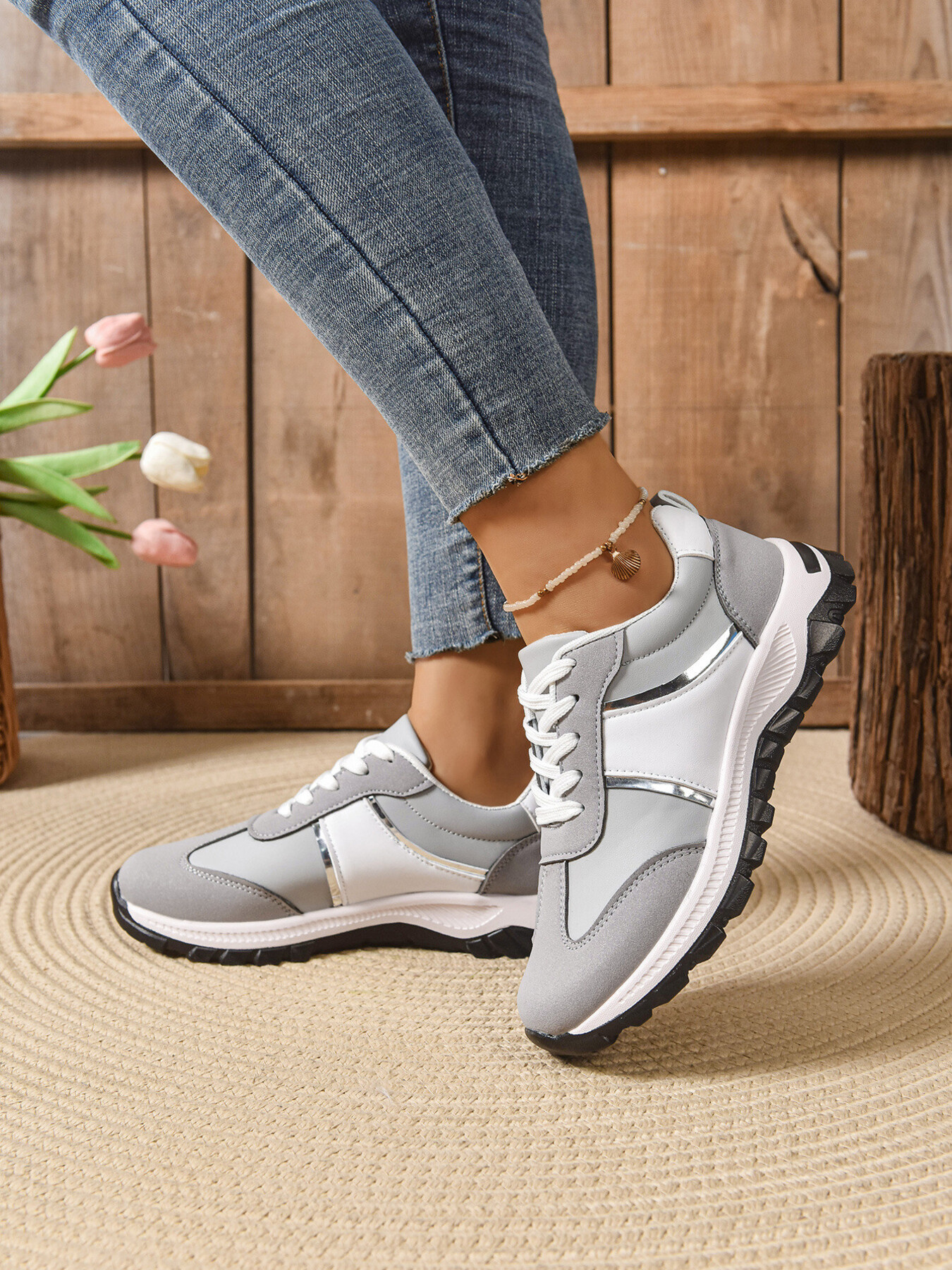 Contrast Lace Up Sneakers
