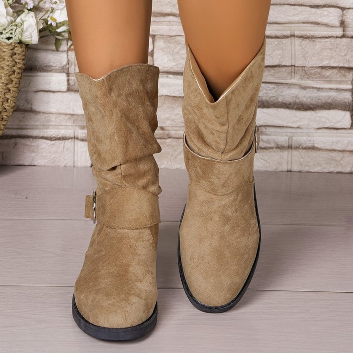 Round Toe Block Heels Boots