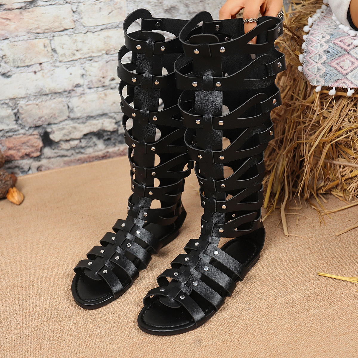 Open Toe Lace-Up Sandals