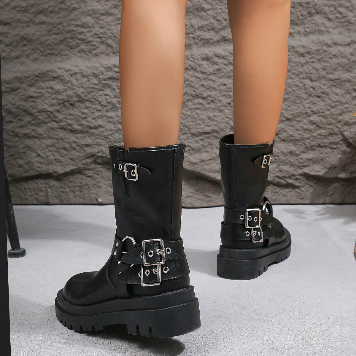 Round Toe Block Heels Boots