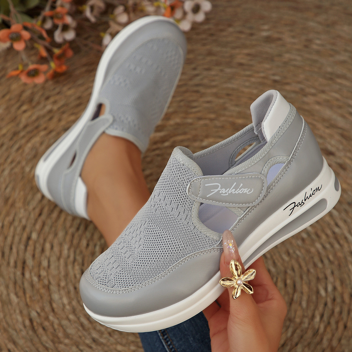 Breathable Mesh Wedge Sneakers