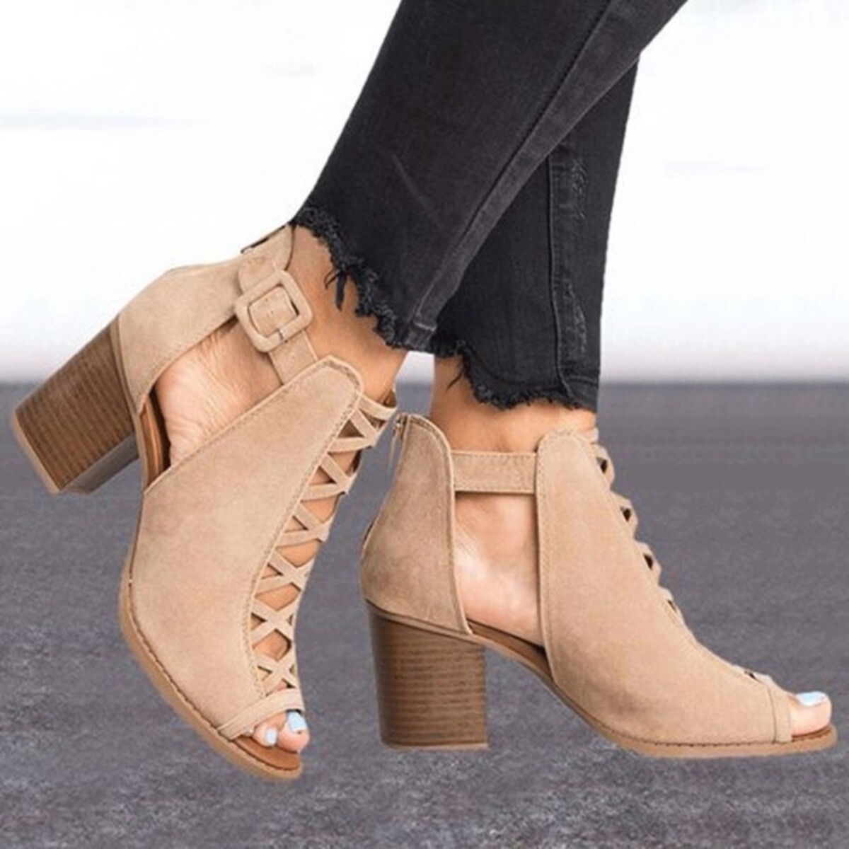 Peep Toe Block Heels Sandals