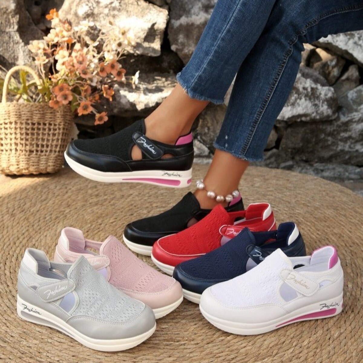 Breathable Mesh Wedge Sneakers