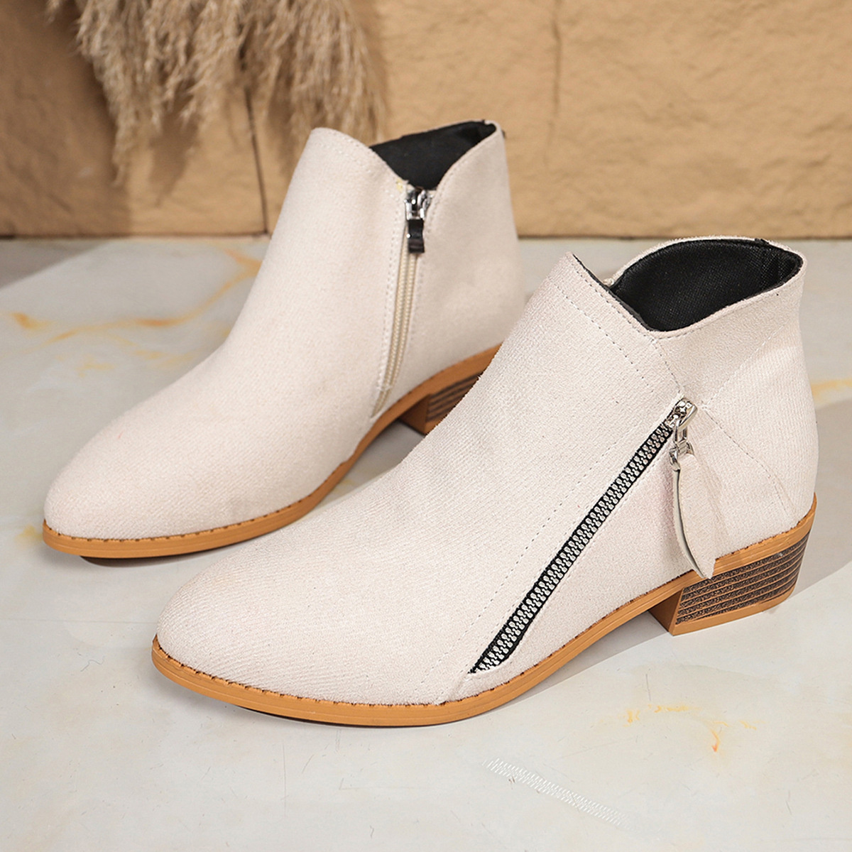 Point Toe Block Heels Boots
