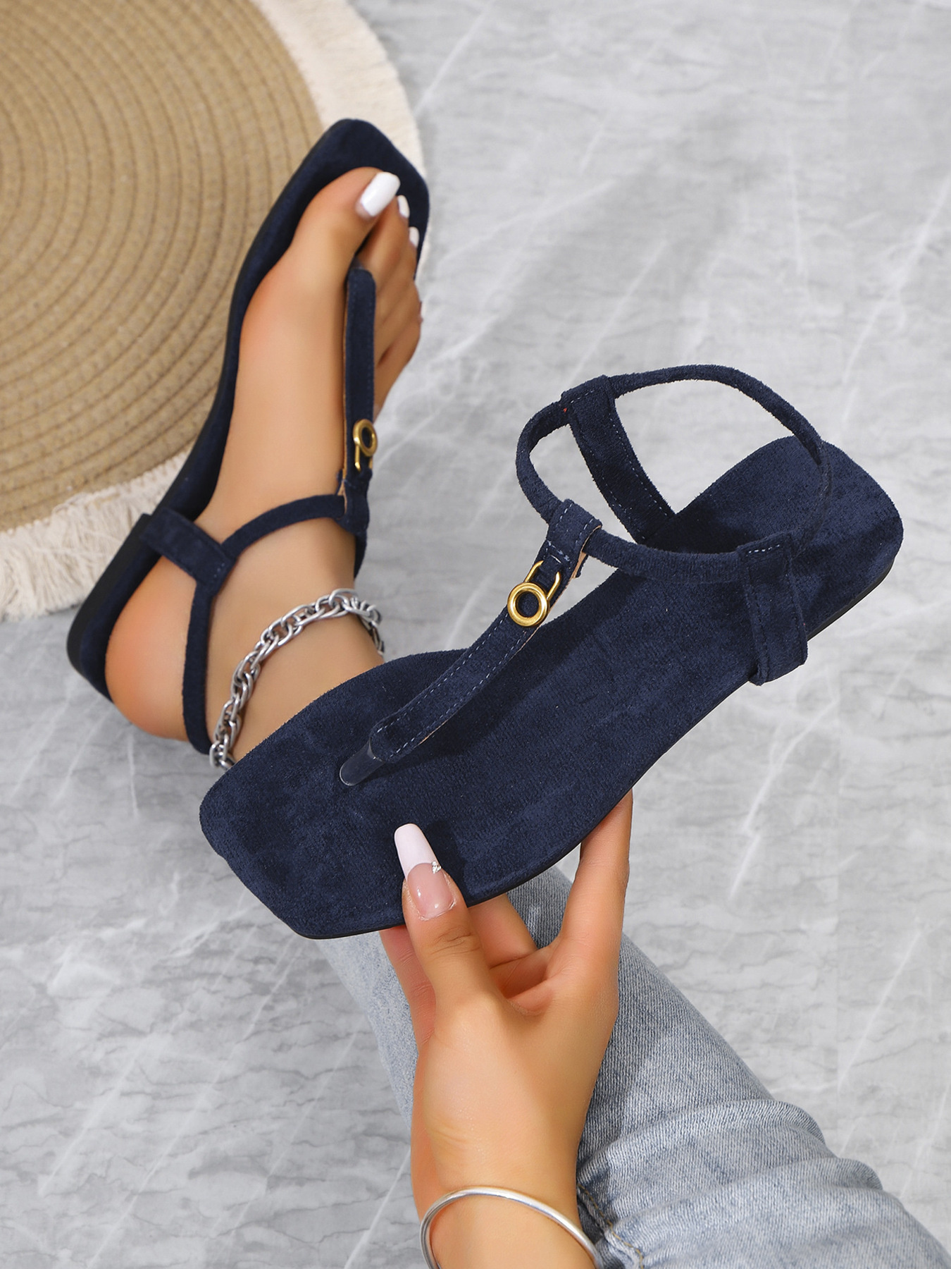 Casual Ankle Strap Toe Post Sandals