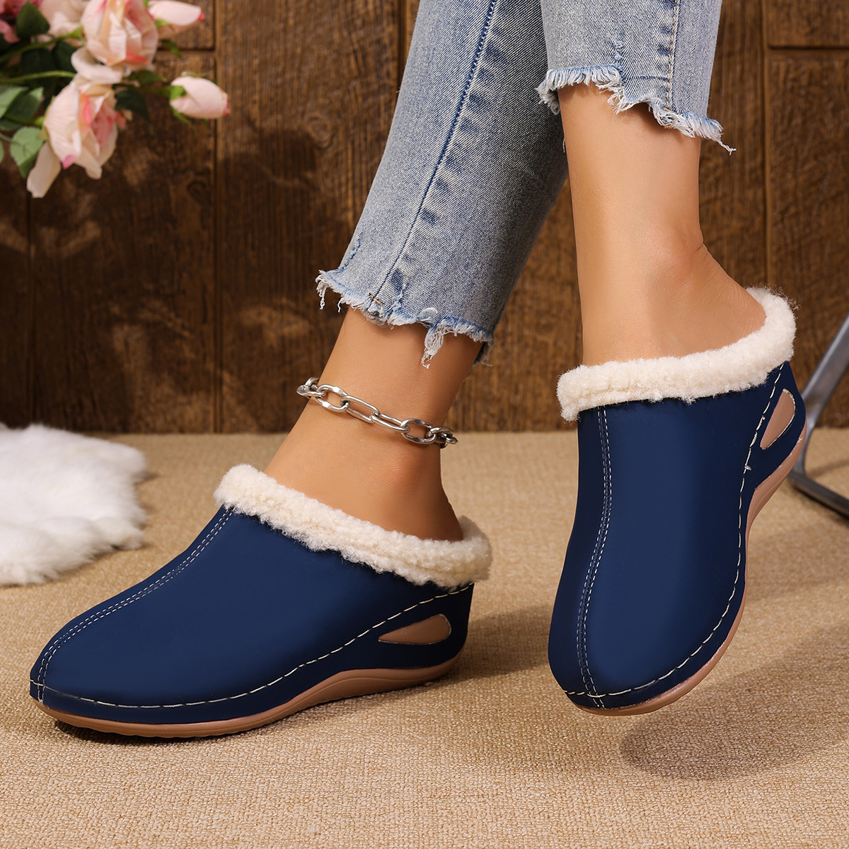 Cozy Plush Lined Wedge Slippers