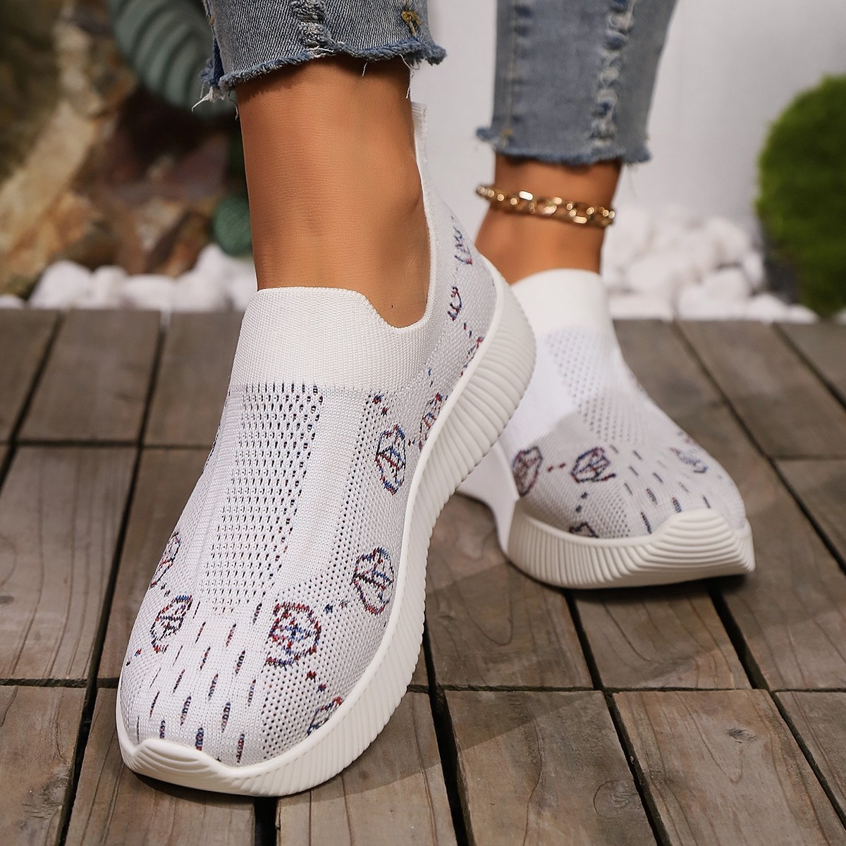 Mesh Round Toe Slip-Ons
