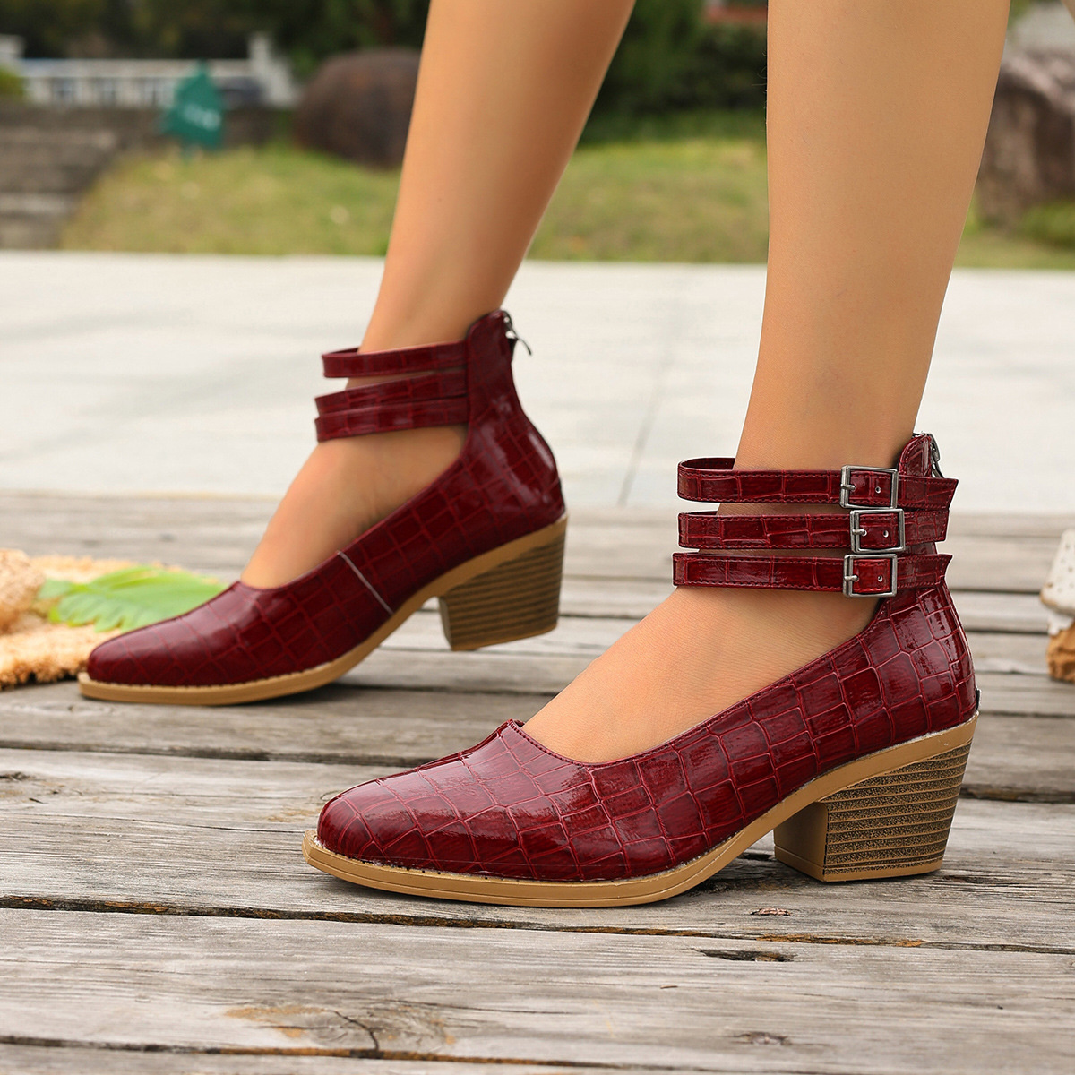 Point Toe Block Heels Pumps