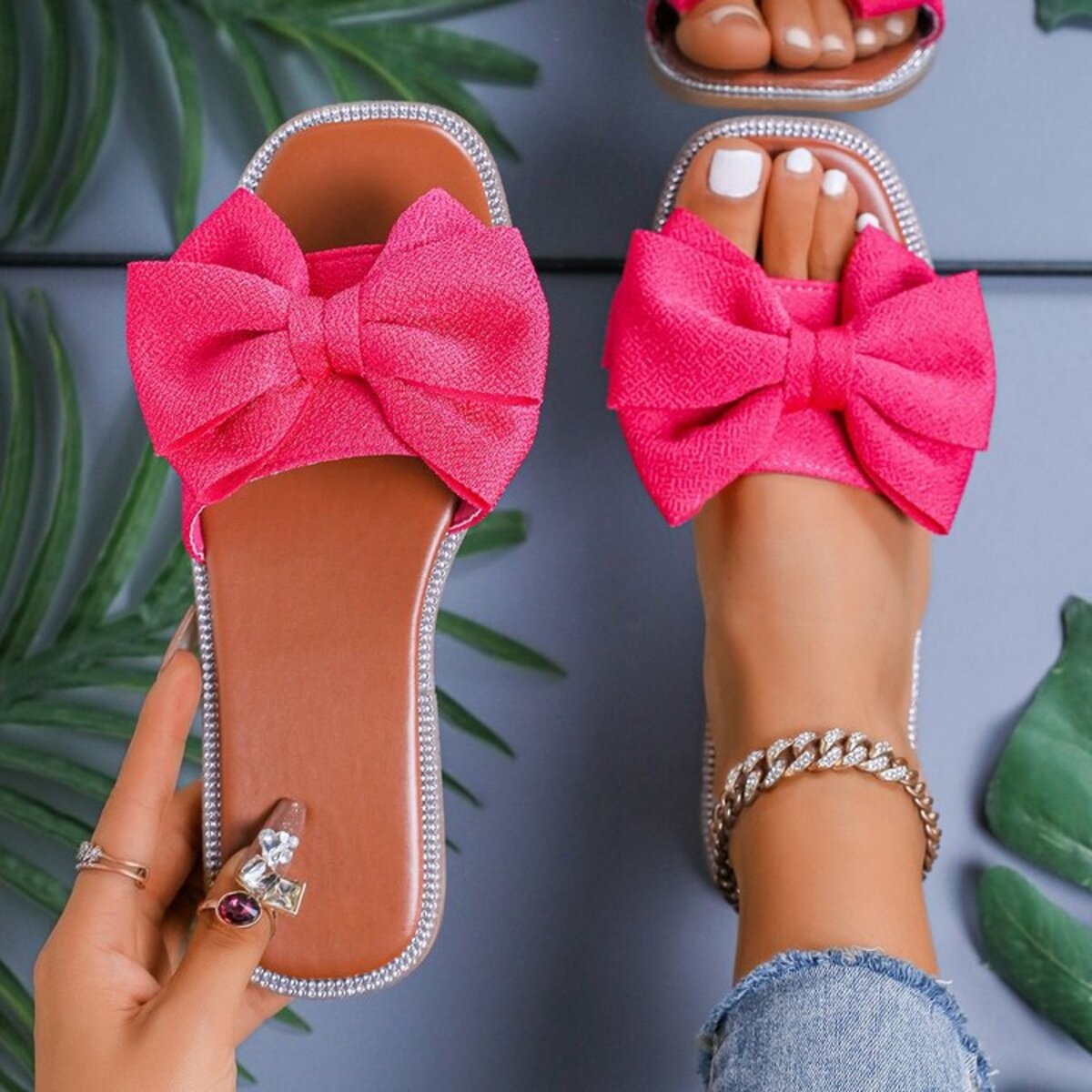 Bow Open Toe Flats Sandals