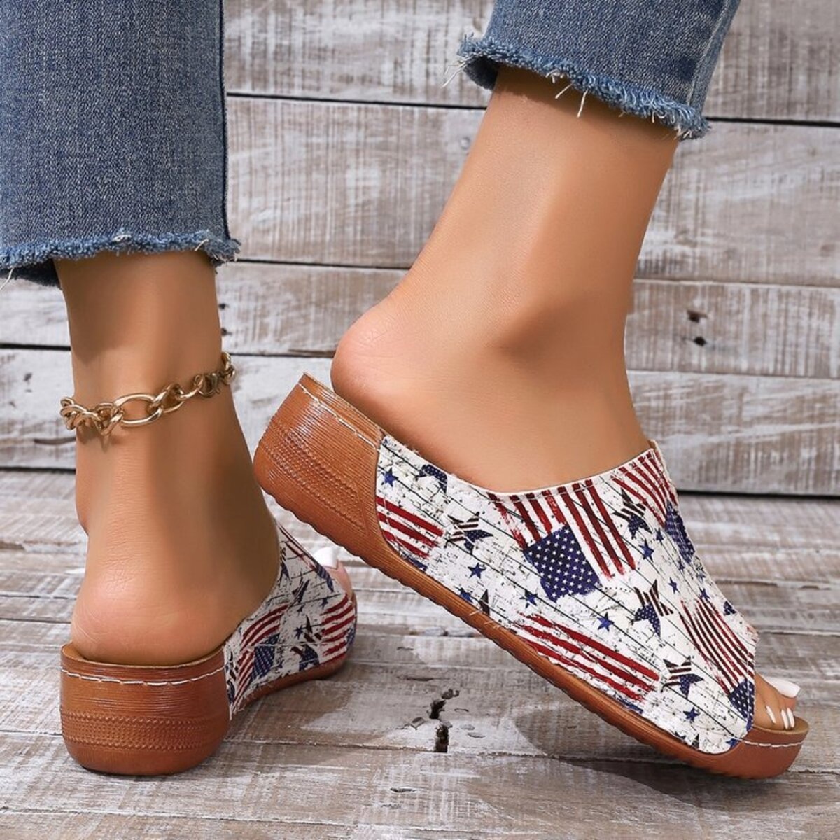 American Flag Wedge Sandals