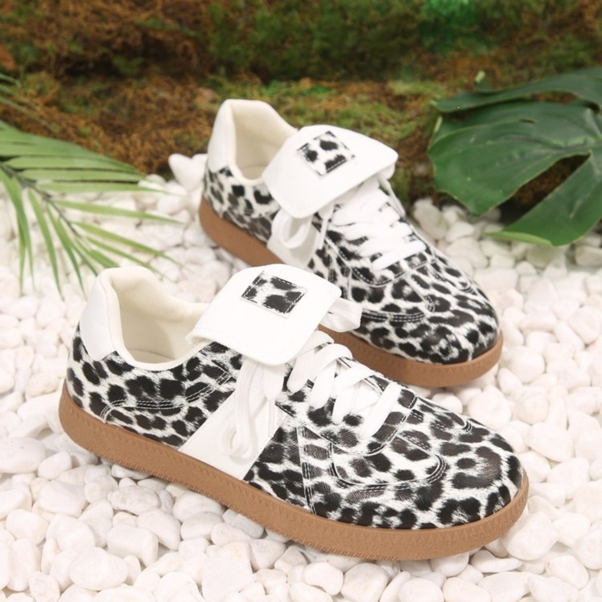 Leopard Lace Up Sneakers