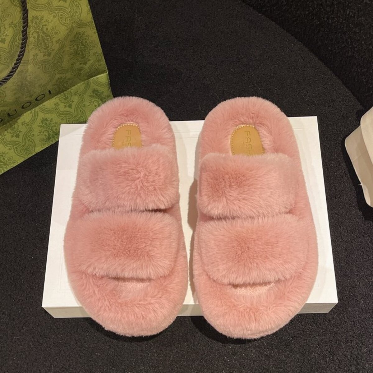 Fuzzy Open Toe Slippers