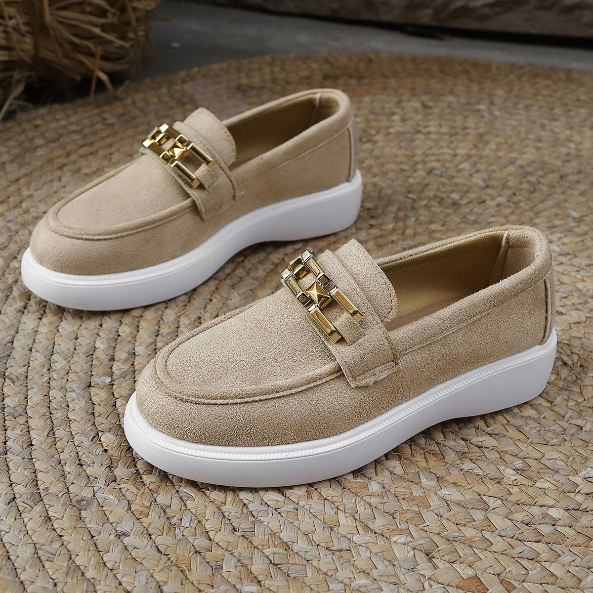Round Toe Platform Slip-Ons