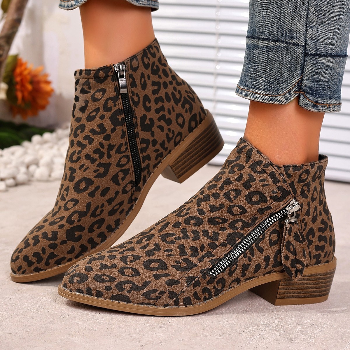 Point Toe Block Heels Boots