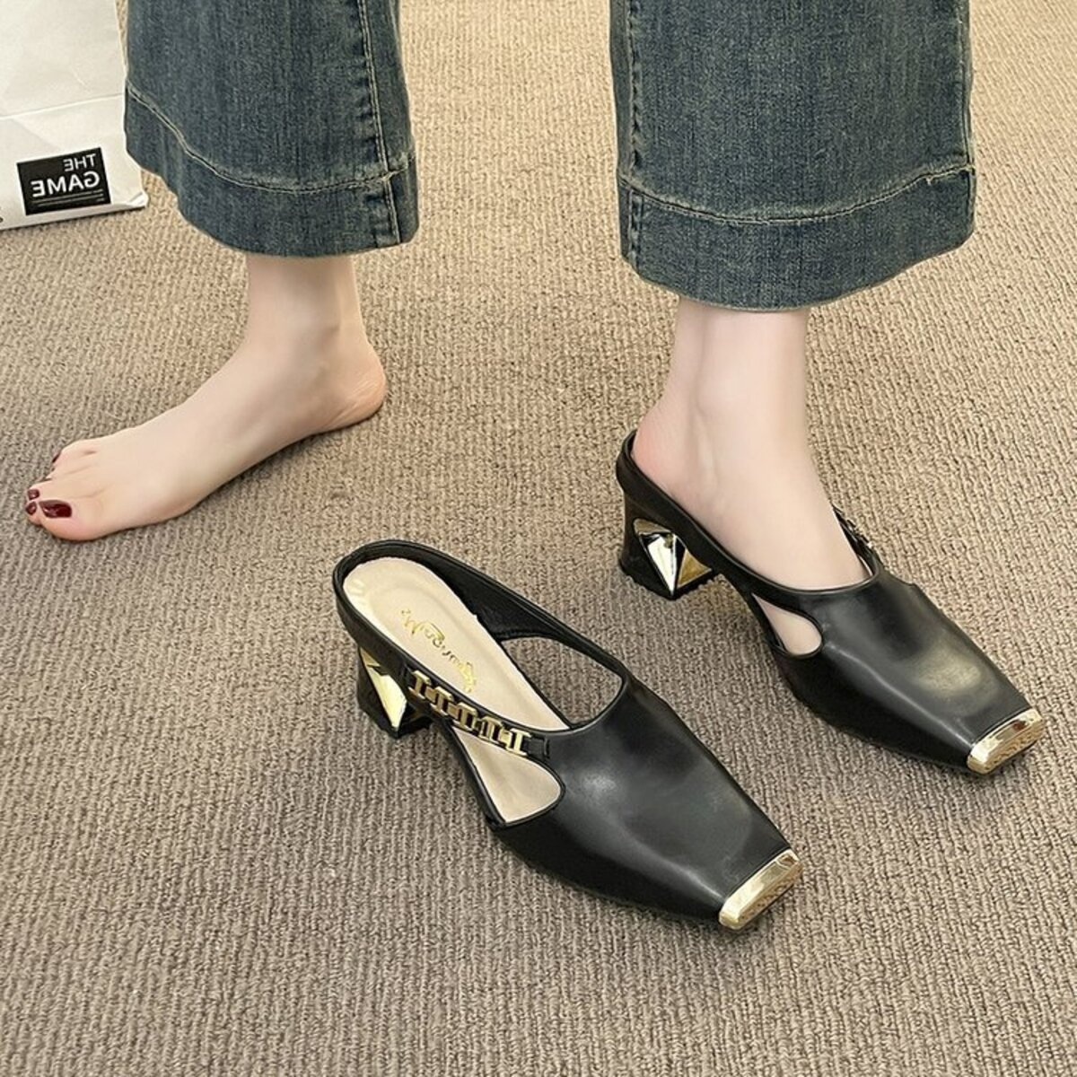 Square Toe Block Heels Sandals