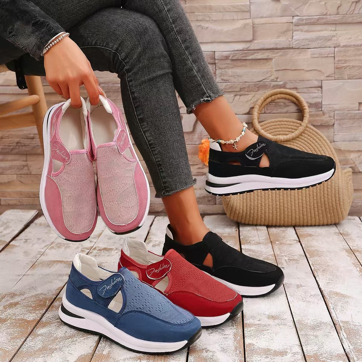 Breathable Mesh Velcro Shoes