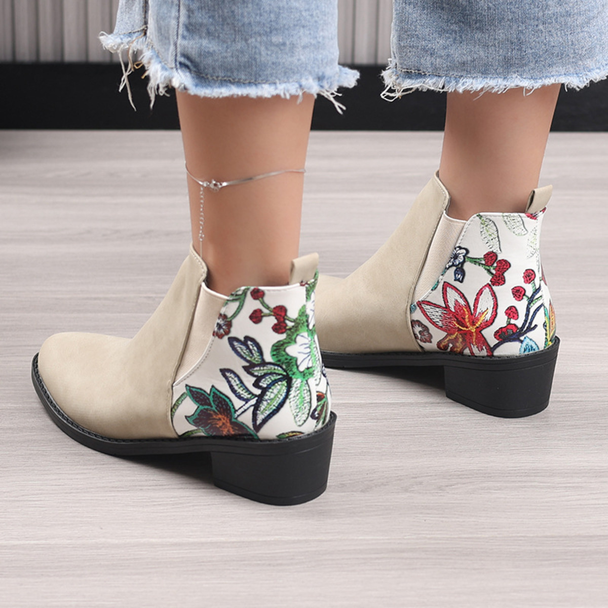 Point Toe Block Heels Ankle Boots