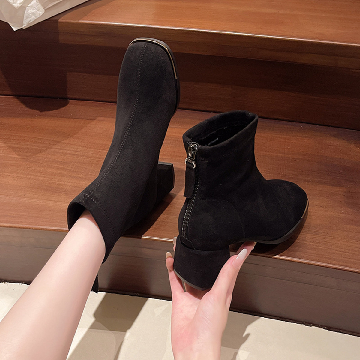 Square Toe Block Heels Boots