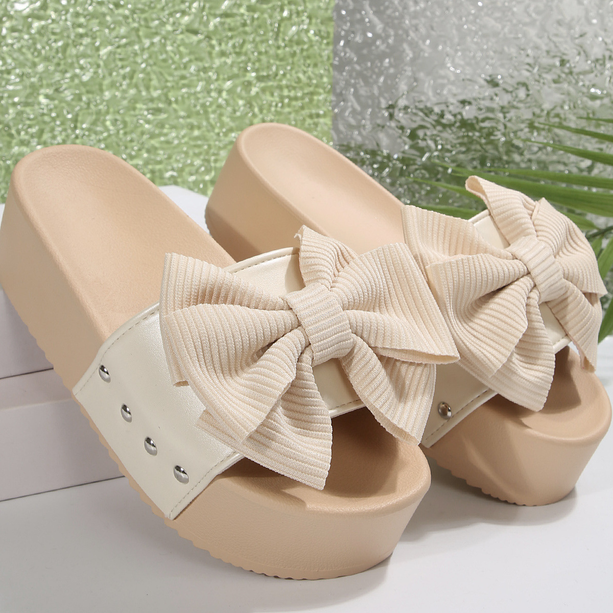 Bow Decor Platform Sandals
