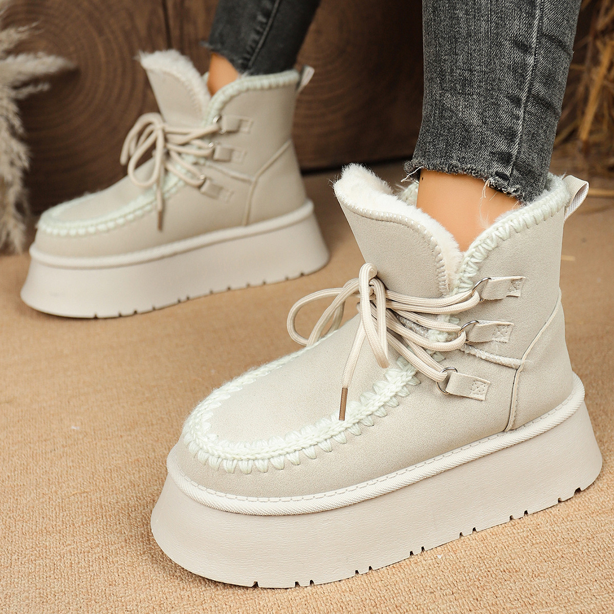 Lace Up Platform Ankle Boots
