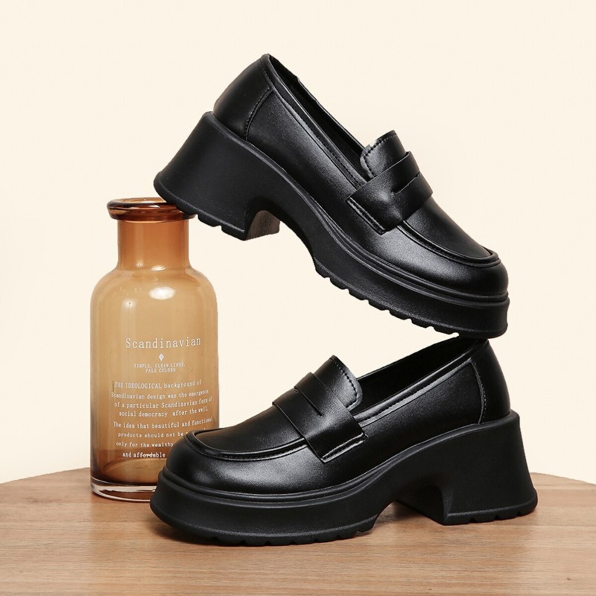 Round Toe Block Heels Loafers