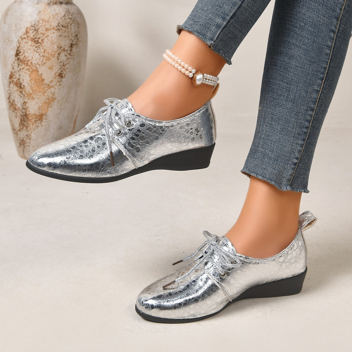 Point Toe Wedge Loafers